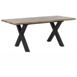 Table à Manger Extensible 140/180 x 90 cm Effet Bois Foncé et Métal pour Intérieur de Style Moderne