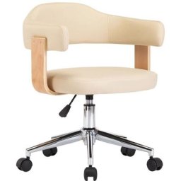Chaise pivotante de bureau Crème Bois courbé et similicuir Vidaxl Crème