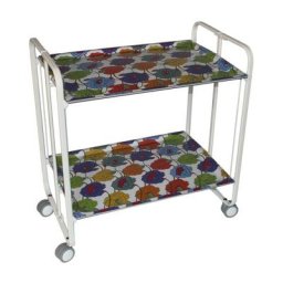 Don Hierro - Table roulante pliante bauhaus châssis blanc, 2 plateaux - 32
