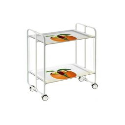 Don Hierro - Table roulante pliante bauhaus châssis blanc, 2 plateaux - 43
