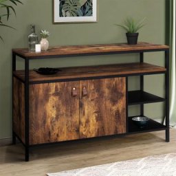 Buffet bas 2 portes chicago design industriel - Bois-foncé