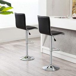 skecten® Lot de 2 Chaises de Bar Pied en Métal Pivotantes et Réglables en Hauteur 55 cm - 75 cm Noir