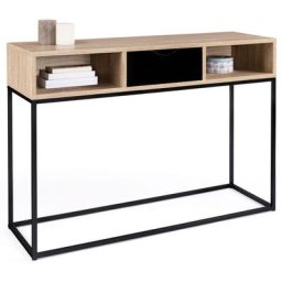 Idmarket - Console 1 tiroir noir boston avec rangements design industriel - Noir