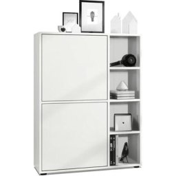 Buffet haut Armoire Cabinet Commode Cuba Blanc mat - haute brillance - Portes en Blanc mat sans