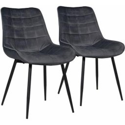 Lot de 2 chaises en velours LOUISE grises - Gris