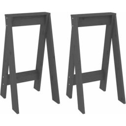 Tabourets lot de 2 gris 40x40x75 cm bois massif de pin Vidaxl Gris