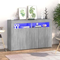 Commode Bahut style Contemporain | Buffet avec lumières led Sonoma gris 115,5x30x75 cm Meuble119067