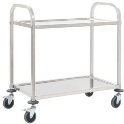 Chariot de cuisine à 2 niveaux 87x45x83,5 cm Acier inoxydable