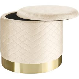 Pouf coffre de rangement aspect velours coco matelassé - tabouret bas, tabouret design, petit