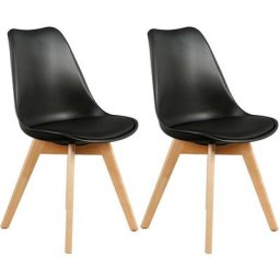 The Home Deco Factory - Chaise Scandinave Avec Coussin Noire Home Deco Factory