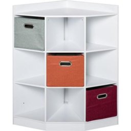 Meuble de rangement d'angle unité de rangement 9 niches 3 tiroirs non tissé mdf blanc - Blanc