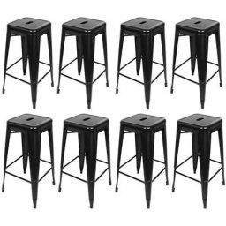 Wyctin - Hofuton Lot de 8 Tabourets de Bar en Métal Tabouret Haut Industriel Empilable Charge Max