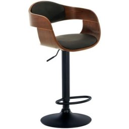 CLP - Tabouret de bar Kingston avec Coque en bois Support en métal Noyer/noir Similicuir