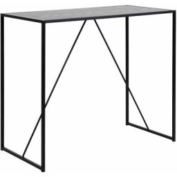 Table de bar haute Sireine en mdf et métal - Longueur 120 Profondeur 60 Hauteur 105cm - Noir