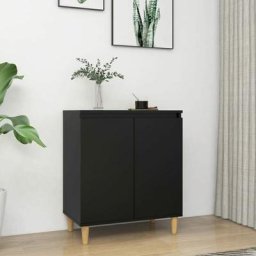 Buffet Bahut | Meuble de rangement Commode avec pieds en bois massif Noir 60x35x70 cm Aggloméré