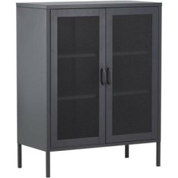 Buffet 2 portes grillagées en acier Misha - Gris