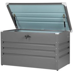 Coffre de Rangement Extérieur 100 x 62 cm 300 Litres en Acier Galvanisé Gris Idéal pour les
