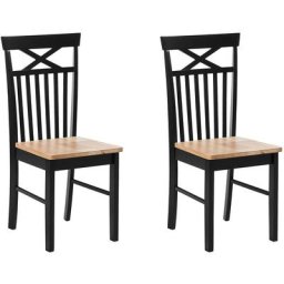 Beliani - Lot 2 Chaises Noires en Bois Naturel de Qualité Design Simple et Universel pour Chaque