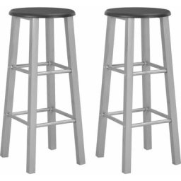 Tabourets de bar lot de 2 argenté mdf Vidaxl Noir et argenté