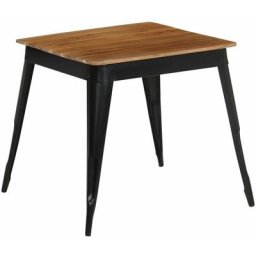 Table de salle à manger Bois d'acacia et acier 75x75x76 cm Vidaxl Black