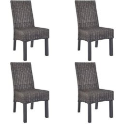 Chaises à manger lot de 4 marron rotin Kubu et bois de manguier Vidaxl Marron