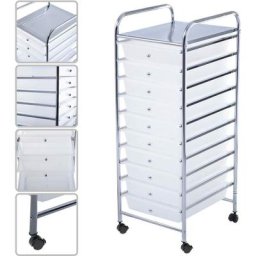 Costway - Tour de Rangement Desserte à roulettes Chariot de Rangement avec 10 Tiroirs (Transparent)