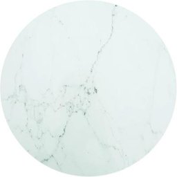 Dessus de table Blanc Ø70x0,8cm Verre trempé avec design marbre Vidaxl White
