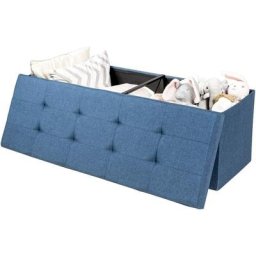 Banc Pouf Pliable avec Coffre de Rangement en Tissu 120L - 110 x 38 x 38 cm Séparateur Siège