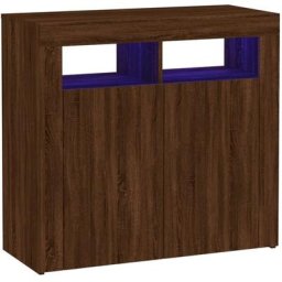 Buffet avec lumières led Chêne marron 80x35x75 cm