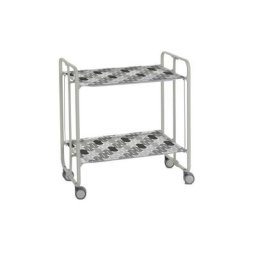 Don Hierro - Table roulante pliante bauhaus, 2 plateaux, châssis gris aluminium. - 88