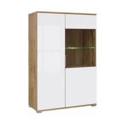 Jadea - Vitrine 2 portes style scandinave salon/salle à manger - 132.5x90x41 - 10 compartiments