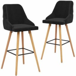 Tabourets de bar lot de 2 noir velours vidaXL - Noir