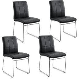Sicotas - Lot de 4 Chaise à Manger Chaises de Cuisine avec Assise et Dossier en Cuir Artificiel,