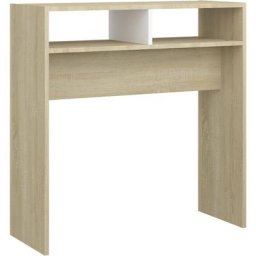 Table console Blanc et chêne sonoma 78x30x80 cm Aggloméré Vidaxl Blanc et chêne sonoma