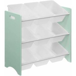 Meuble de rangement pour enfant avec 9 casiers, vert céladon - Tobias - MDF décor bois naturel,