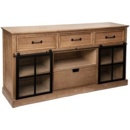 Buffet 2 portes Danik - bois & verre trempé Atmosphera créateur d'intérieur - Caramel
