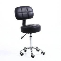 Tabouret Roulant avec Dossier sur Roulettes Réglable en Hauteur Adapté au Bureau Noir