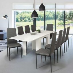 Table à manger extensible dona 6-10 personnes blanche 110-220 cm - Blanc