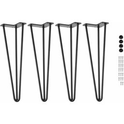 4x Pied de table en épingle à cheveux 420mm triple fil ø 10mm à visser Table basse Chevet Banc