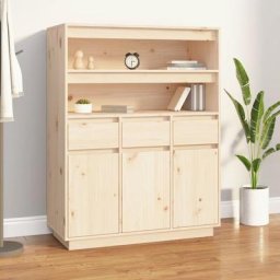 Buffet haut Meuble de rangement Commode 89x40x116,5 cm Bois massif de pin 49735 - Brun