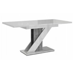 Table a manger extensible evan - blanc laque et beton 120-160 cm
