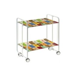 Don Hierro - Table roulante pliante bauhaus châssis blanc, 2 plateaux - 20
