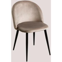 Lot 2 Chaises en Velours Kana Sklum Brun Blé Noir - Noir Brun Blé