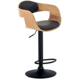 CLP - Tabouret de bar Kingston avec Coque en bois Support en métal nature/noir Similicuir