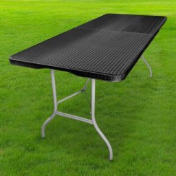 Skylantern - Table Pliante Effet Rotin 180 cm d'Appoint Rectangulaire Noire - Table de Camping 8