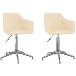 Chaises pivotantes à manger lot de 2 crème tissu vidaXL - Crème