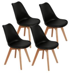 Lot de 4 Chaises Scandinave Chaise à Manger Classique, Rembourrée Chaise de Salle de Bureau, Pieds