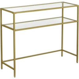 Vasagle Table Console, Table d'entrée, Bout de canapé, Dessus de Table en Verre trempé, Cadre