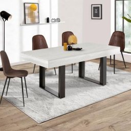 Table à manger extensible phoenix 6-10 personnes bois et gris 160-200 cm - Gris