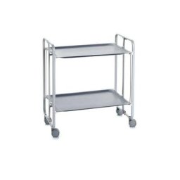Don Hierro - Table roulante pliante bauhaus, 2 plateaux, châssis gris aluminium. - Gris